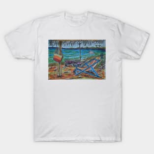 Watercolor Sketch - Summer, Beach, Gazebo, Sailboat.. 2013 T-Shirt